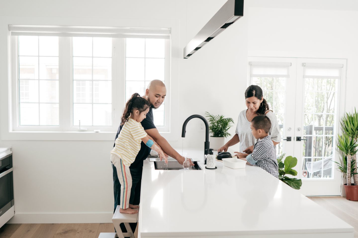 Family in kitchen